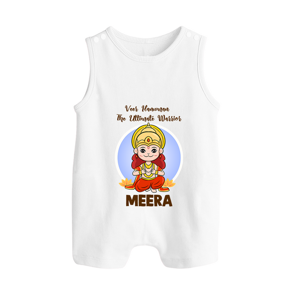 Veer Hanuman The Ultimate Warrior Romper Suit | Custom Baby Romper Suit for Hanuman Celebration - WHITE - 0 - 5 Months Old (Chest 18")