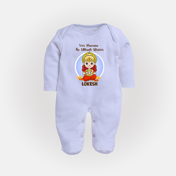 Veer Hanuman The Ultimate Warrior – Personalized Baby Fullbody Suit - BABY BLUE - New Born (Chest 7.5")