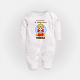 Veer Hanuman The Ultimate Warrior Sleep Suit | Custom Baby Sleep Suit for Hanuman Celebration - WHITE - New Born (Chest 7.5")