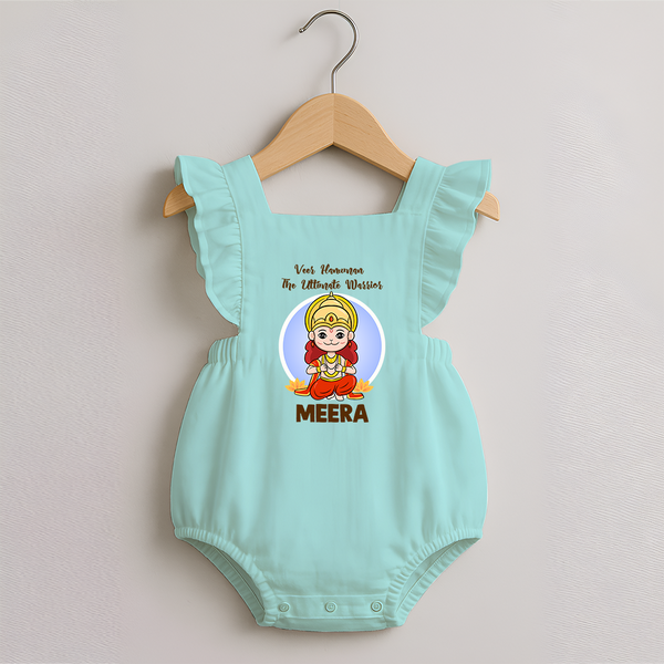 Veer Hanuman The Ultimate Warrior Romper Frock | Custom Baby Romper Frock for Hanuman Celebration - MINT GREEN - 0 - 3 Months Old (Chest 19")