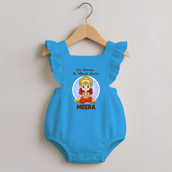 Veer Hanuman The Ultimate Warrior Romper Frock | Custom Baby Romper Frock for Hanuman Celebration - SKY BLUE - 0 - 3 Months Old (Chest 19")