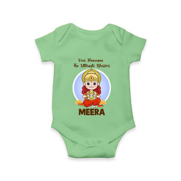 Veer Hanuman The Ultimate Warrior Romper | Custom Baby Romper for Hanuman Celebration - GREEN - New Born (Chest 14")