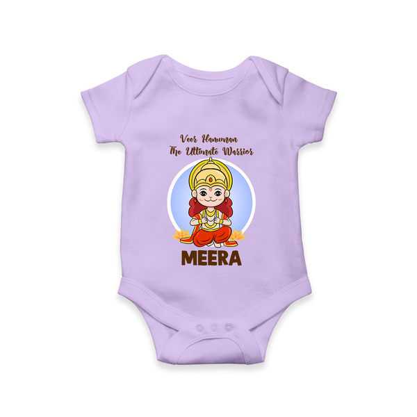 Veer Hanuman The Ultimate Warrior – Personalized Baby Romper - LILAC - New Born (Chest 14")