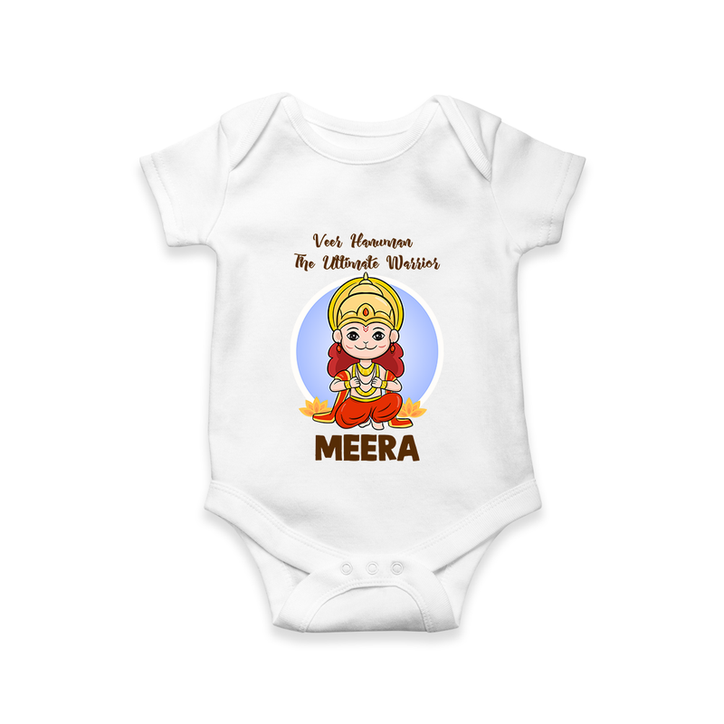 Veer Hanuman The Ultimate Warrior Romper | Custom Baby Romper for Hanuman Celebration - WHITE - New Born (Chest 14")