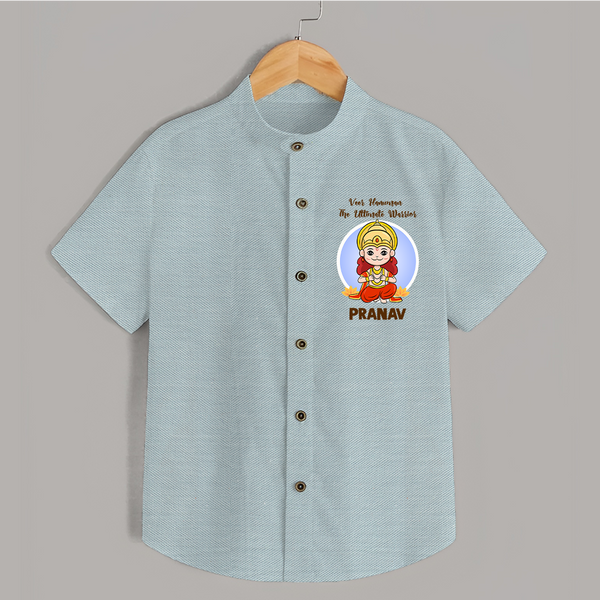Veer Hanuman The Ultimate Warrior Shirt | Custom Baby Shirt for Hanuman Celebration - ARCTIC BLUE - 0 - 6 Months Old (Chest 23")