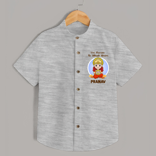 Veer Hanuman The Ultimate Warrior Shirt | Custom Baby Shirt for Hanuman Celebration - GREY - 0 - 6 Months Old (Chest 23")