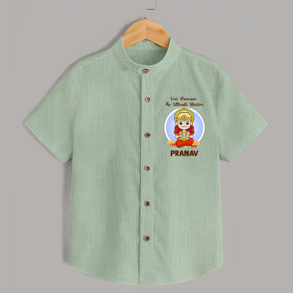 Veer Hanuman The Ultimate Warrior Shirt | Custom Baby Shirt for Hanuman Celebration - MINT GREEN - 0 - 6 Months Old (Chest 23")