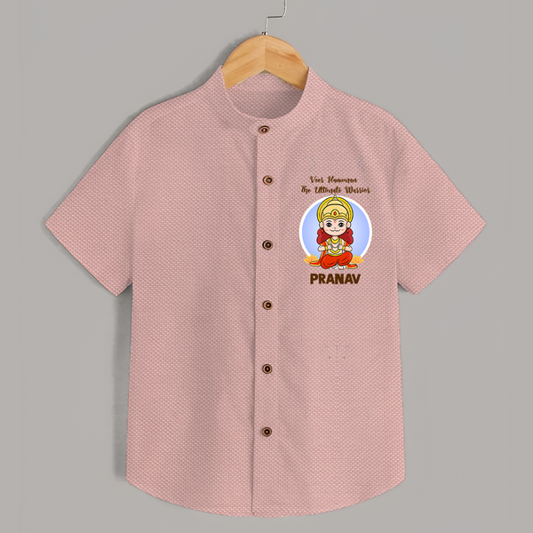 Veer Hanuman The Ultimate Warrior Shirt | Custom Baby Shirt for Hanuman Celebration - PEACH - 0 - 6 Months Old (Chest 23")