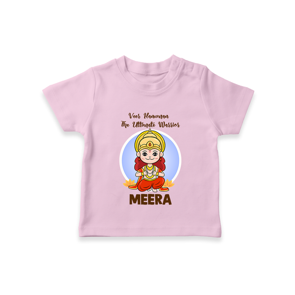 Veer Hanuman The Ultimate Warrior – Personalized Baby T-Shirt - BABY PINK - 0-5 Months Old (Chest 17")