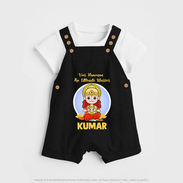 Veer Hanuman The Ultimate Warrior – Personalized Baby Dungaree - BLACK - 0 - 5 Months Old (Chest 18")