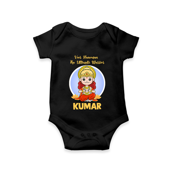 Veer Hanuman The Ultimate Warrior Romper | Custom Baby Romper for Hanuman Celebration - BLACK - New Born (Chest 14")