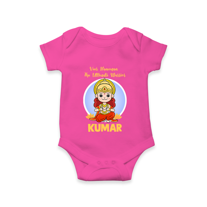Veer Hanuman The Ultimate Warrior Romper | Custom Baby Romper for Hanuman Celebration - HOT PINK - New Born (Chest 14")