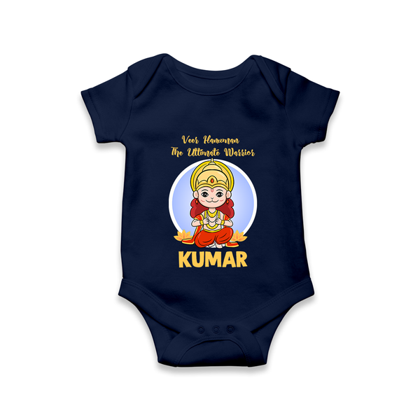 Veer Hanuman The Ultimate Warrior Romper | Custom Baby Romper for Hanuman Celebration - NAVY BLUE - New Born (Chest 14")