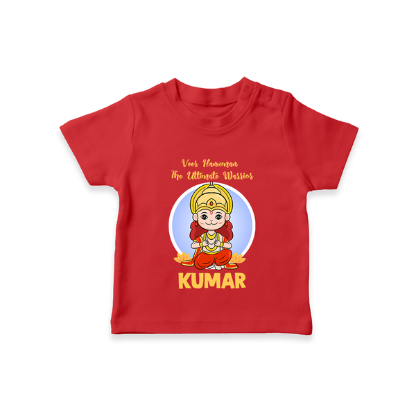 Veer Hanuman The Ultimate Warrior – Personalized Baby T-Shirt - RED - 0-5 Months Old (Chest 17")