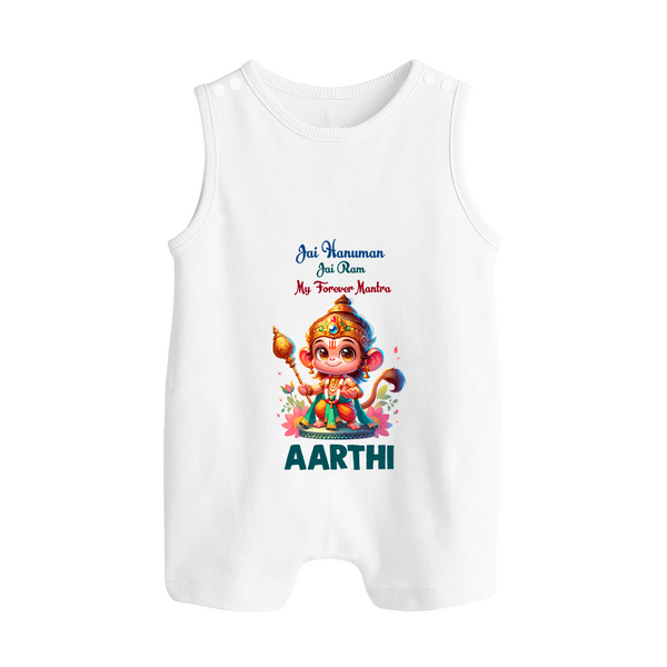 Jai Hanuman Jai Ram My Forever Mantra Romper Suit | Personalized Baby Romper Suit for Hanuman Jayanti - WHITE - 0 - 5 Months Old (Chest 18")