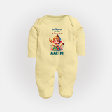 Jai Hanuman Jai Ram My Forever Mantra Sleep Suit | Personalized Baby Sleep Suit for Hanuman Jayanti - PASTEL YELLOW - New Born (Chest 7.5")