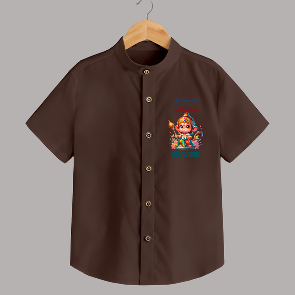 Jai Hanuman Jai Ram My Forever Mantra Shirt | Personalized Baby Shirt for Hanuman Jayanti - CHOCOLATE BROWN - 0 - 6 Months Old (Chest 23")