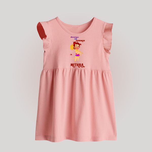 Unstoppable Like Hanuman – Personalized   Baby Frock - BABY PINK - 0 - 3 Months Old (Chest 17")
