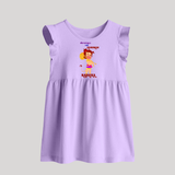 Unstoppable Like Hanuman – Personalized   Baby Frock - LILAC - 0 - 3 Months Old (Chest 17")
