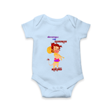 Unstoppable Like Hanuman – Personalized Baby Romper - BABY BLUE - New Born (Chest 14")