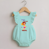 Unstoppable Like Hanuman – Personalized   Romper Frock - MINT GREEN - 0 - 3 Months Old (Chest 19")
