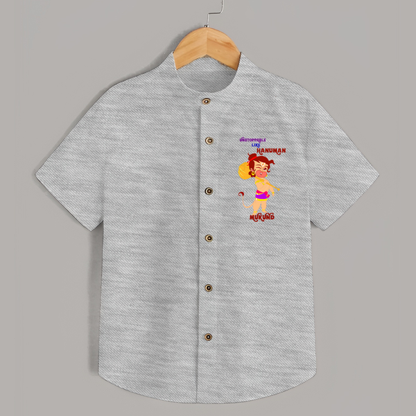 Unstoppable Like Hanuman – Personalized   Shirt - GREY - 0 - 6 Months Old (Chest 23")