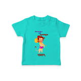 Unstoppable Like Hanuman - Hanuman Themed Customized T-Shirt For Kids With Name - TEAL - 0-5 Months Old (Chest 17")