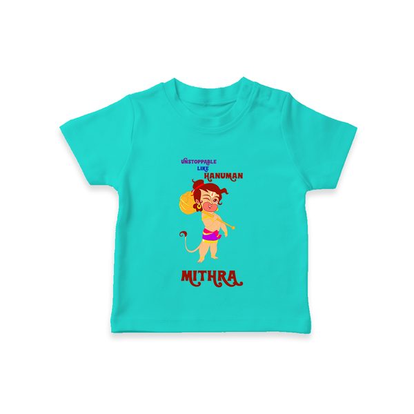 Unstoppable Like Hanuman – Personalized Baby T-Shirt - TEAL - 0-5 Months Old (Chest 17")