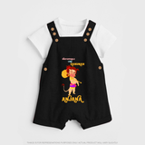 Unstoppable Like Hanuman – Personalized Baby Dungaree - BLACK - 0 - 5 Months Old (Chest 18")