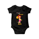 Unstoppable Like Hanuman – Personalized Baby Romper - BLACK - New Born (Chest 14")