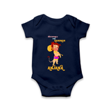 Unstoppable Like Hanuman – Personalized Baby Romper - NAVY BLUE - New Born (Chest 14")