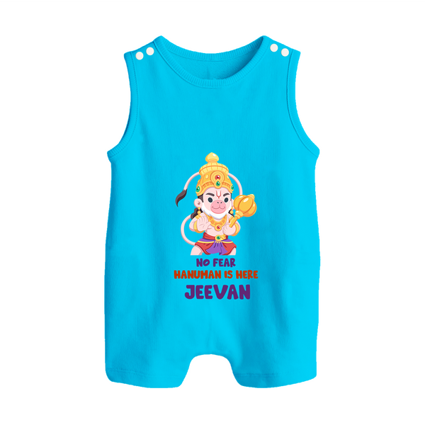 No Fear, Hanuman Is Here Romper Suit | Personalized Baby Romper Suit for Hanuman Jayanti - SKY BLUE - 0 - 5 Months Old (Chest 18")