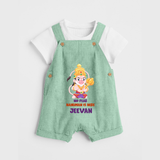 No Fear Hanuman Is Here – Personalized Baby Dungaree - MINT GREEN - 0 - 5 Months Old (Chest 18")