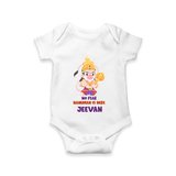 No Fear Hanuman Is Here – Personalized Baby Romper - WHITE - New Born (Chest 14")