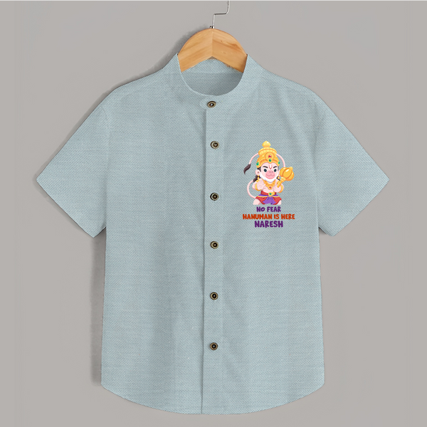 No Fear Hanuman Is Here – Personalized   Shirt - ARCTIC BLUE - 0 - 6 Months Old (Chest 23")
