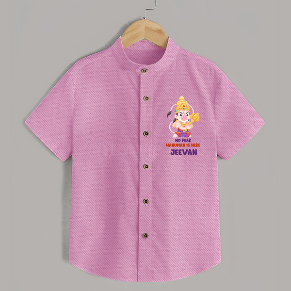 No Fear Hanuman Is Here – Personalized   Shirt - BABY PINK - 0 - 6 Months Old (Chest 23")