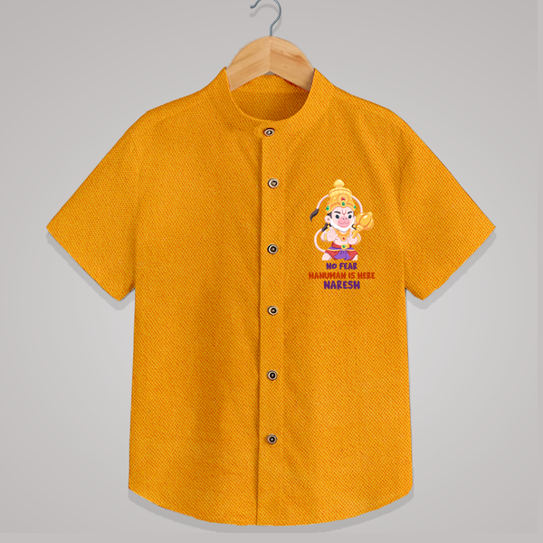 No Fear Hanuman Is Here – Personalized   Shirt - CHROME YELLOW - 0 - 6 Months Old (Chest 23")