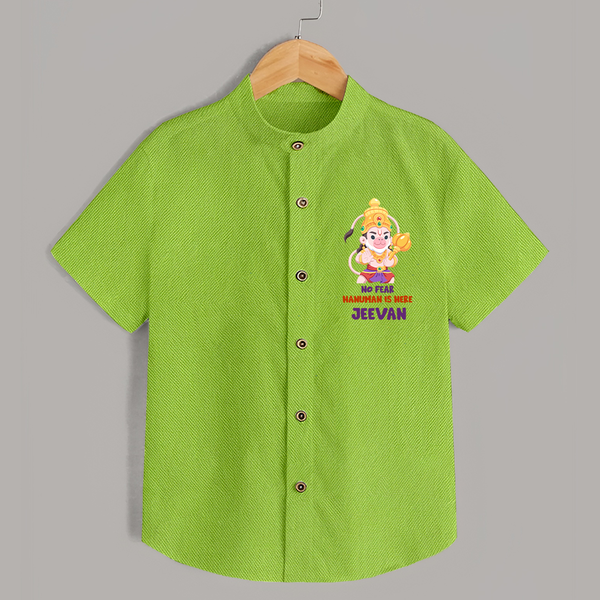 No Fear, Hanuman Is Here Shirt | Personalized Baby Shirt for Hanuman Jayanti - LIME GREEN - 0 - 6 Months Old (Chest 23")