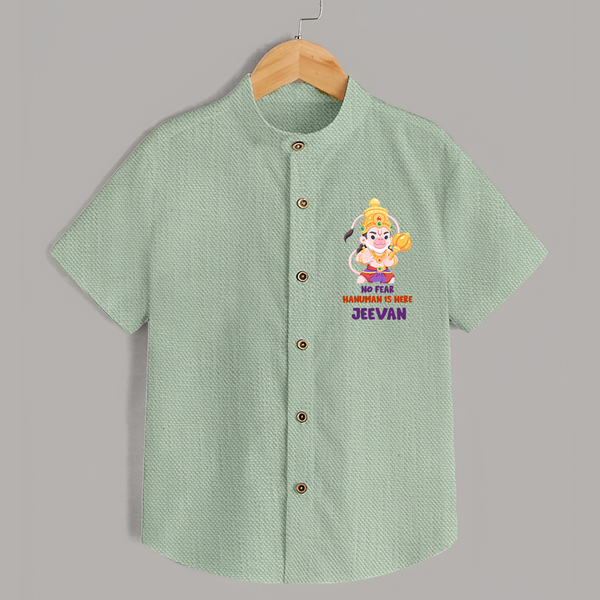 No Fear, Hanuman Is Here Shirt | Personalized Baby Shirt for Hanuman Jayanti - MINT GREEN - 0 - 6 Months Old (Chest 23")