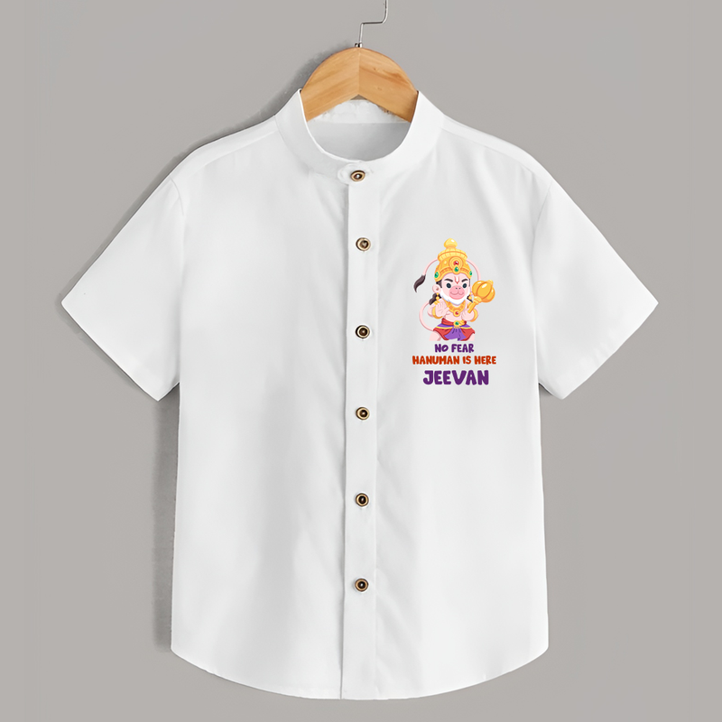 No Fear, Hanuman Is Here Shirt | Personalized Baby Shirt for Hanuman Jayanti - WHITE - 0 - 6 Months Old (Chest 23")