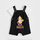 No Fear Hanuman Is Here – Personalized Baby Dungaree - BLACK - 0 - 5 Months Old (Chest 18")