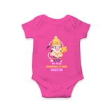 No Fear Hanuman Is Here – Personalized Baby Romper - HOT PINK - New Born (Chest 14")