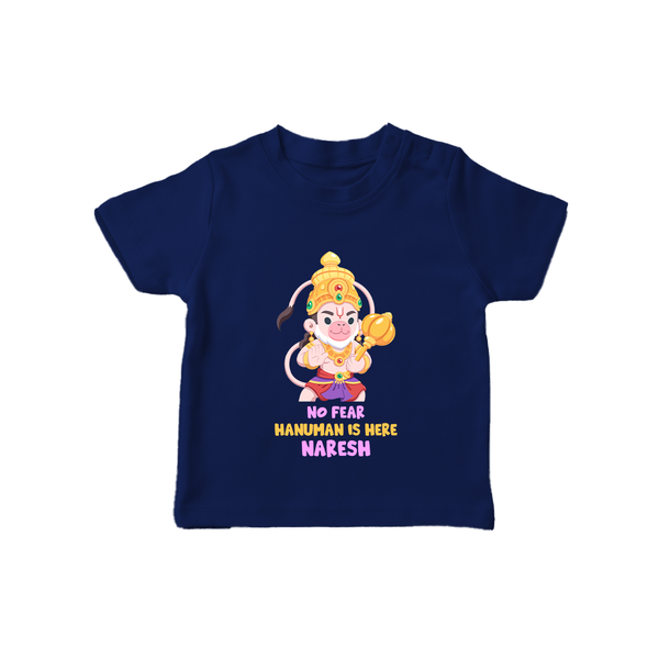 No Fear Hanuman Is Here – Personalized Baby T-Shirt - NAVY BLUE - 0-5 Months Old (Chest 17")