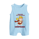 Flying High Just Like Hanuman – Personalized Baby Romper Suit - BABY BLUE - New Born (Chest 18")