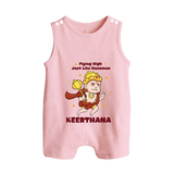 Flying High Just Like Hanuman – Personalized Baby Romper Suit - BABY PINK - New Born (Chest 18")