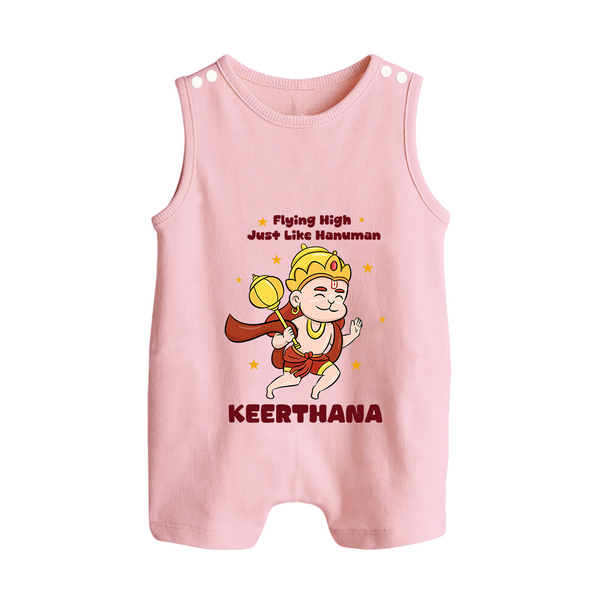 Flying High Just Like Hanuman – Personalized Baby Romper Suit - BABY PINK - New Born (Chest 18")