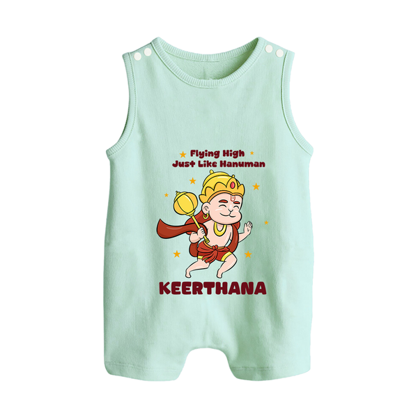Flying High Just Like Hanuman – Personalized Baby Romper Suit - MINT GREEN - New Born (Chest 18")