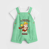 Flying High Just Like Hanuman – Personalized Baby Dungaree - GREEN - 0 - 5 Months Old (Chest 18")