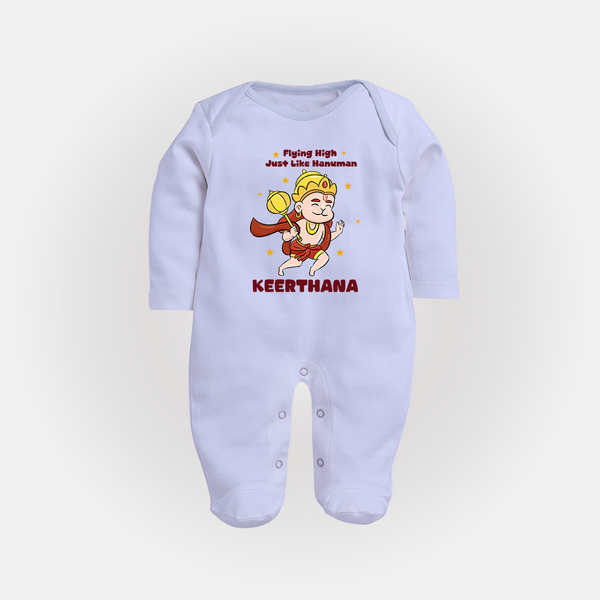 Flying High Just Like Hanuman Sleep Suit | Custom Baby Sleep Suit for Hanuman Festival - BABY BLUE - New Born (Chest 7.5")