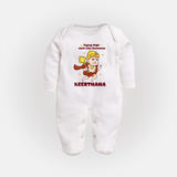 Flying High Just Like Hanuman – Personalized Baby Fullbody Suit - WHITE - New Born (Chest 7.5")